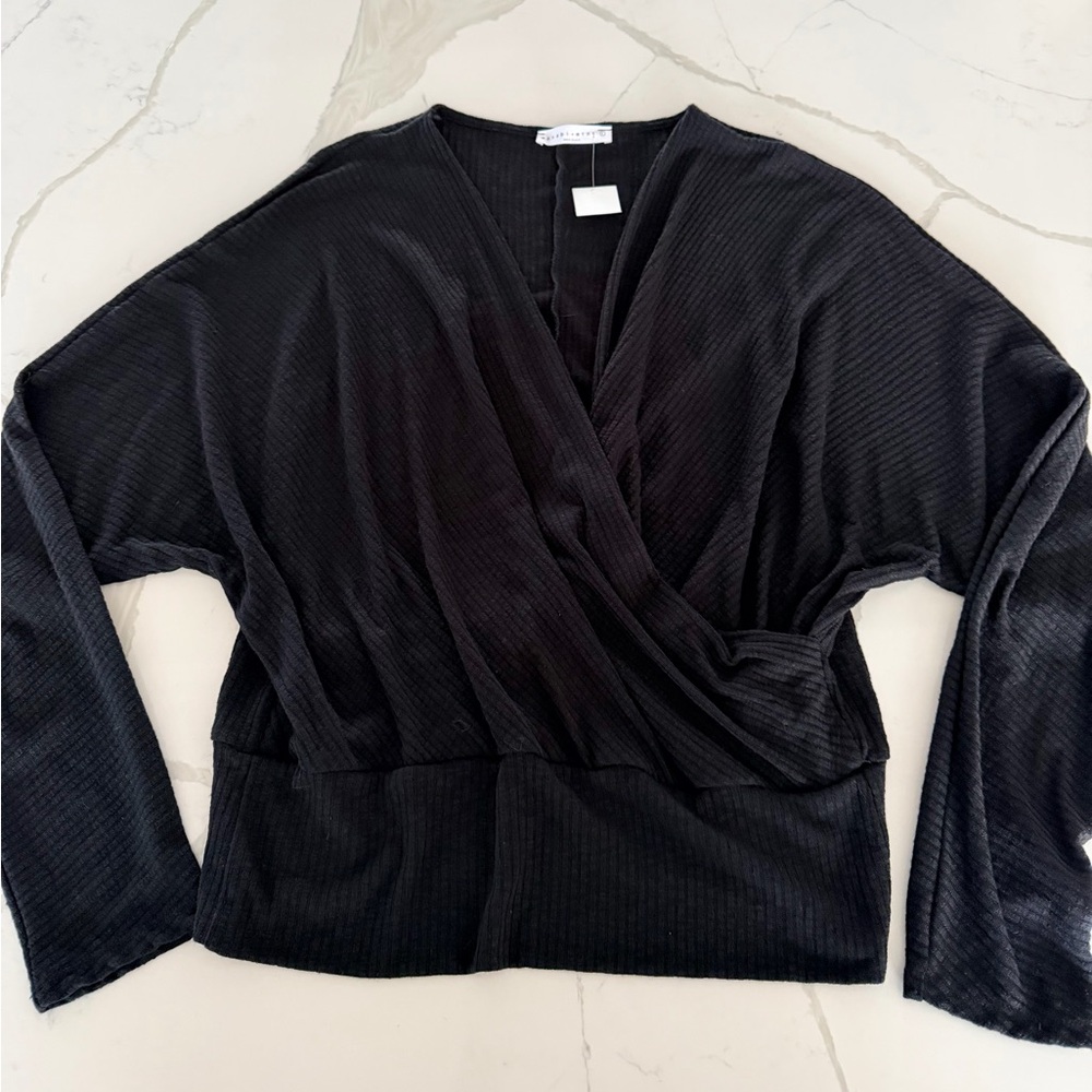 Wasabi + Mint Black Ribbed Top